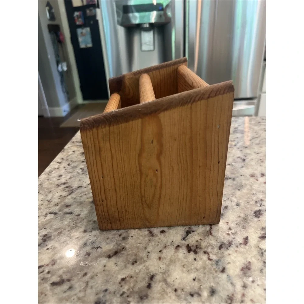 Vtg‎ Wooden Heart Cut Out Oak Letter Mail Desk Caddy Organizer Cottage Core